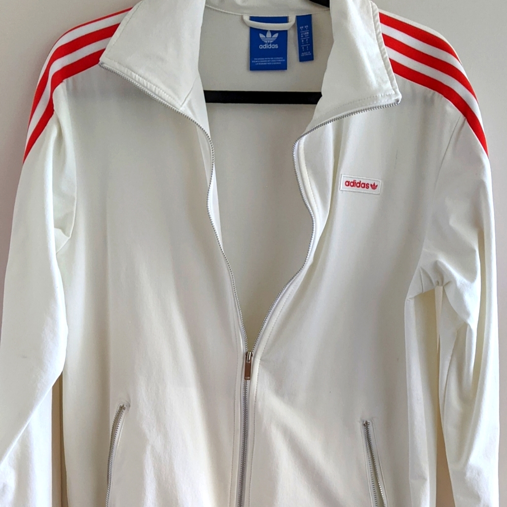 Adidas track jacket, small, white
